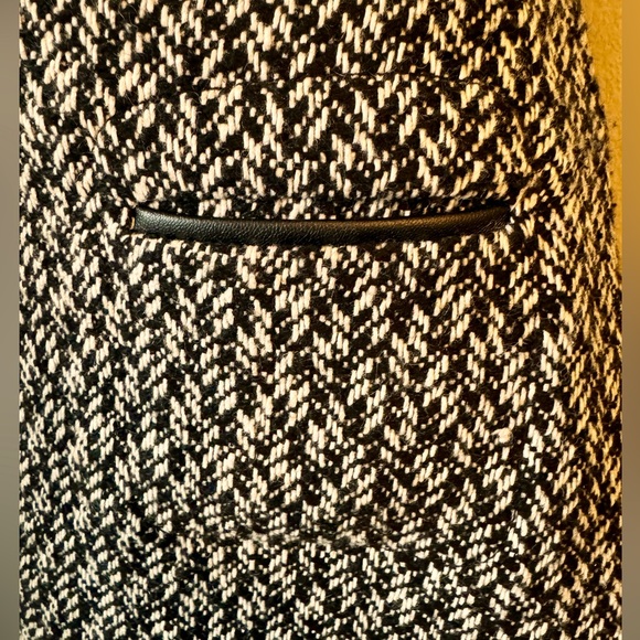 🖤DALIA COLLECTION🖤 WOOL BLEND WEAVE LINED FAUX LEATHER TRIM POCKETS MINI SKIRT - Picture 7 of 9